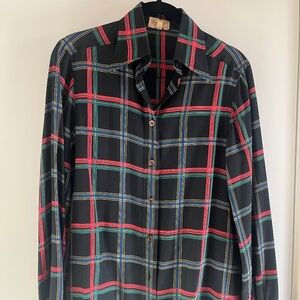 Vintage silky button plaid up by Fontana size 42